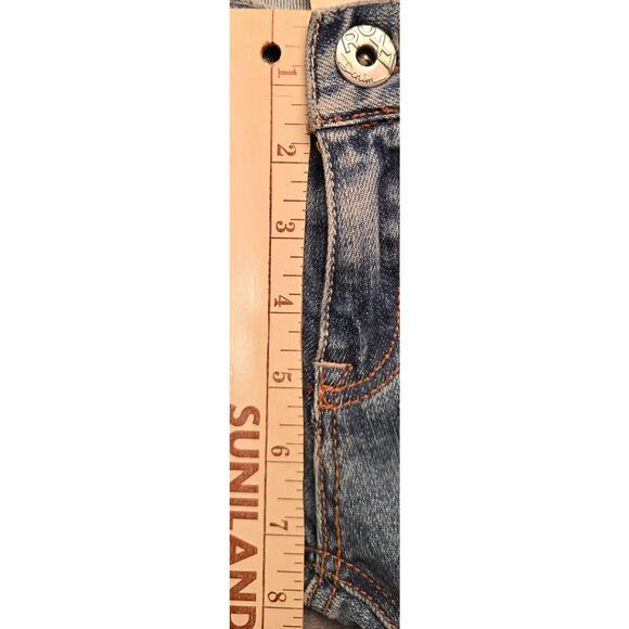 Y2K Roxy Denim Womens Jeans Size 31x32 Low Rise Flare Medium Wash Sunset Beach - Picture 8 of 9